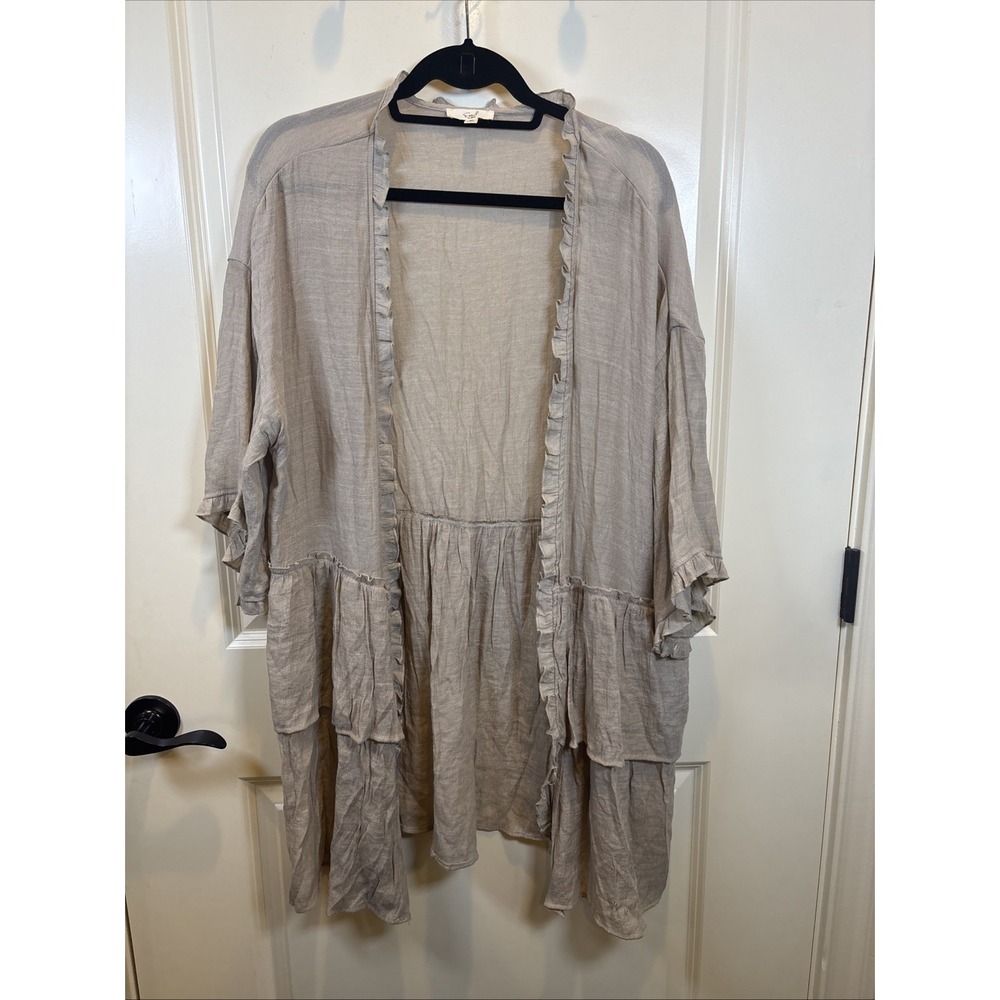 Easel Kimono Open Cardigan Women Large Ruffle Tiered Boho Lightweight Duster